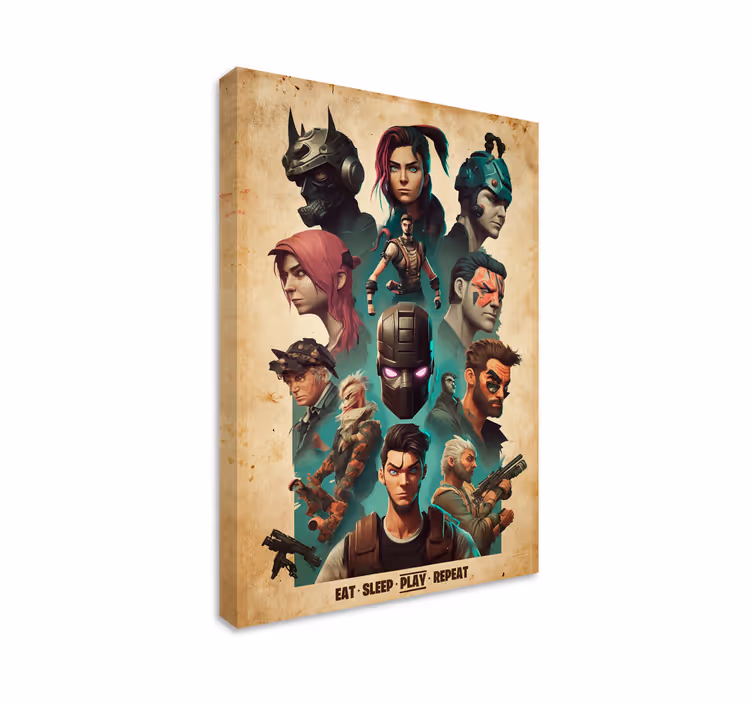 collage epic characters video game canvas art - TenStickers