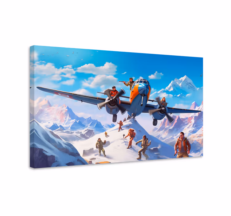 characters on an aeroplane game canvas art - TenStickers