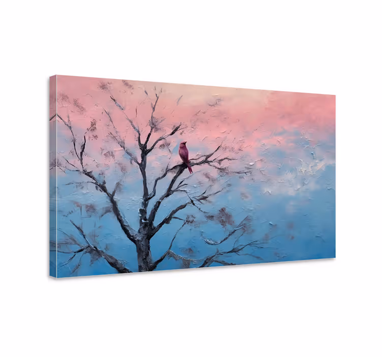 Bird In A Tree Sky Canvas Wall Art - TenStickers