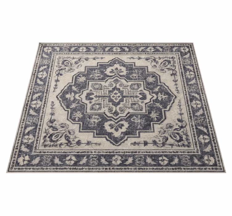 Beige elegant tiles living room vinyl rug - TenStickers
