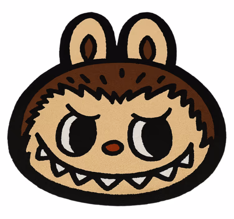 Classic brown Labubu kids vinyl rug - TenStickers