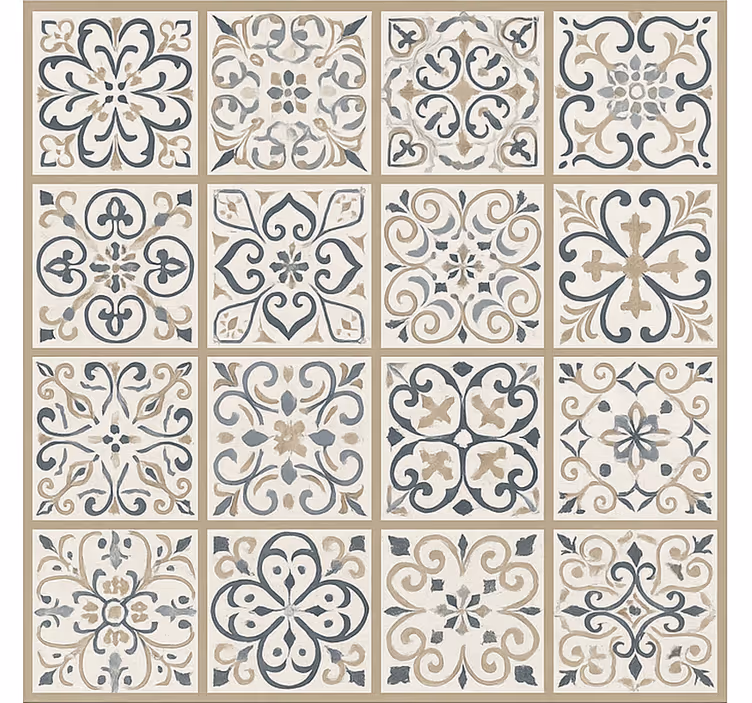 Neutral Tiled Pattern dining room vinyl rug - TenStickers