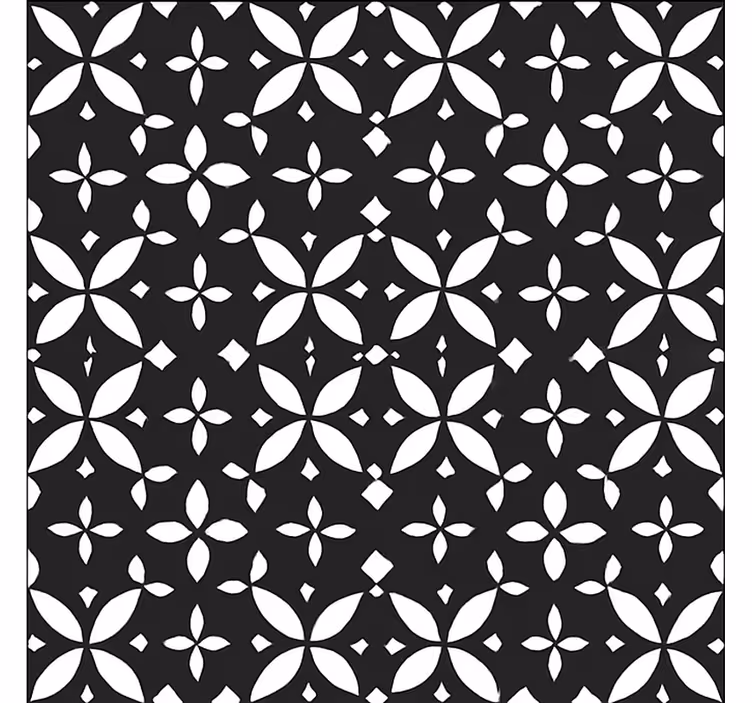 Black Floral Geometric dining room vinyl rug - TenStickers