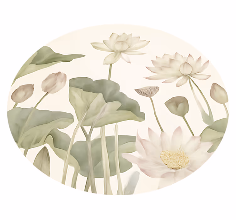Watery Botanical Blooms dining room vinyl rug - TenStickers