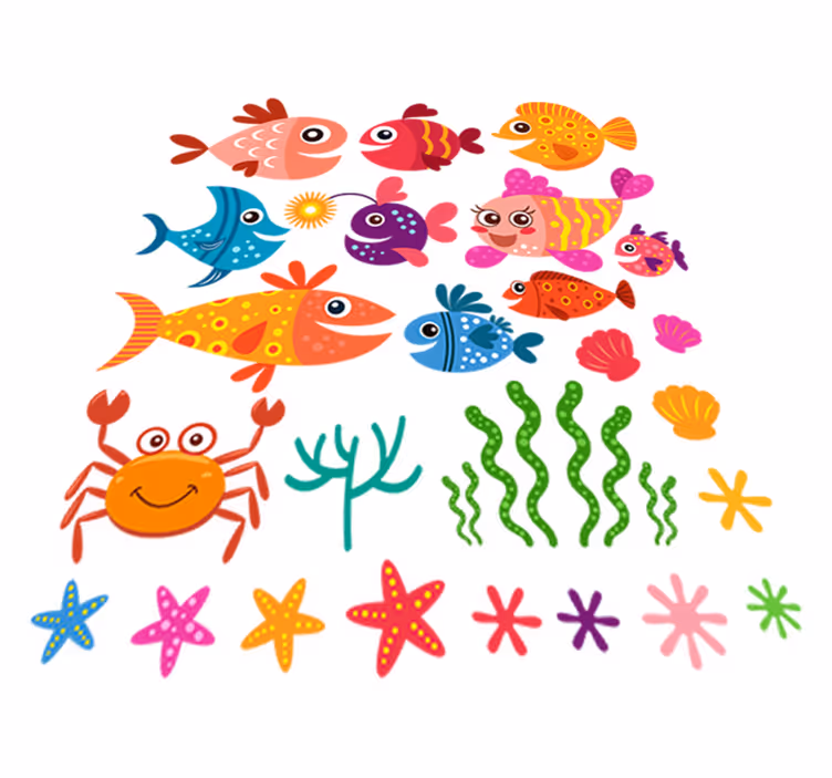 Animal vinyl rug with fish design for kids - TenStickers