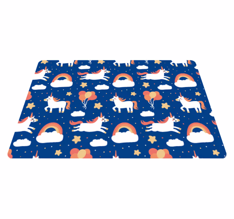 Animal vinyl rug white unicorns for kids - TenStickers