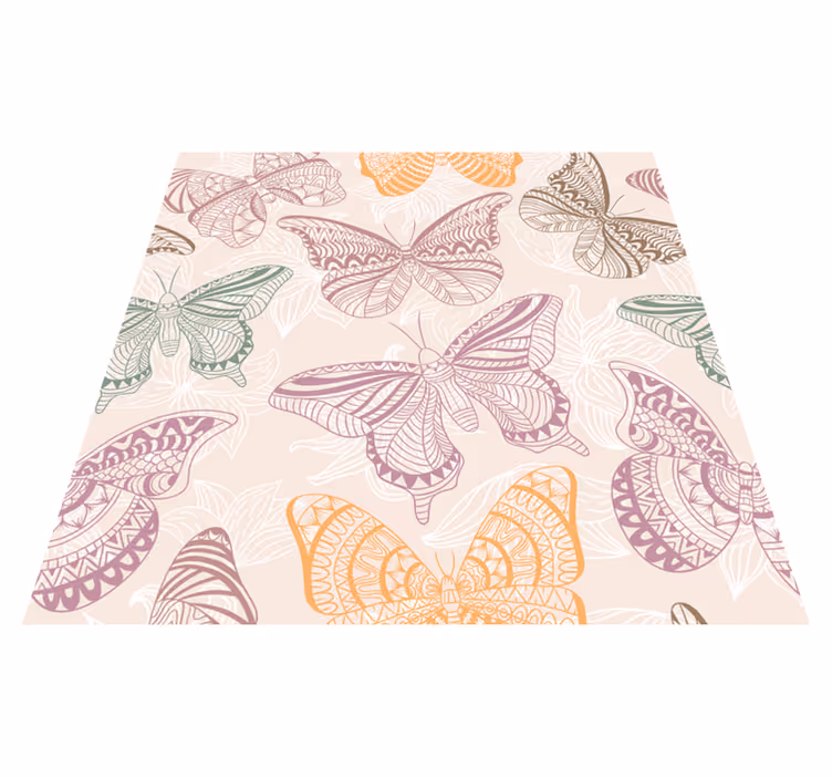 Animal vinyl rug with colorful decorative butterflies - TenStickers