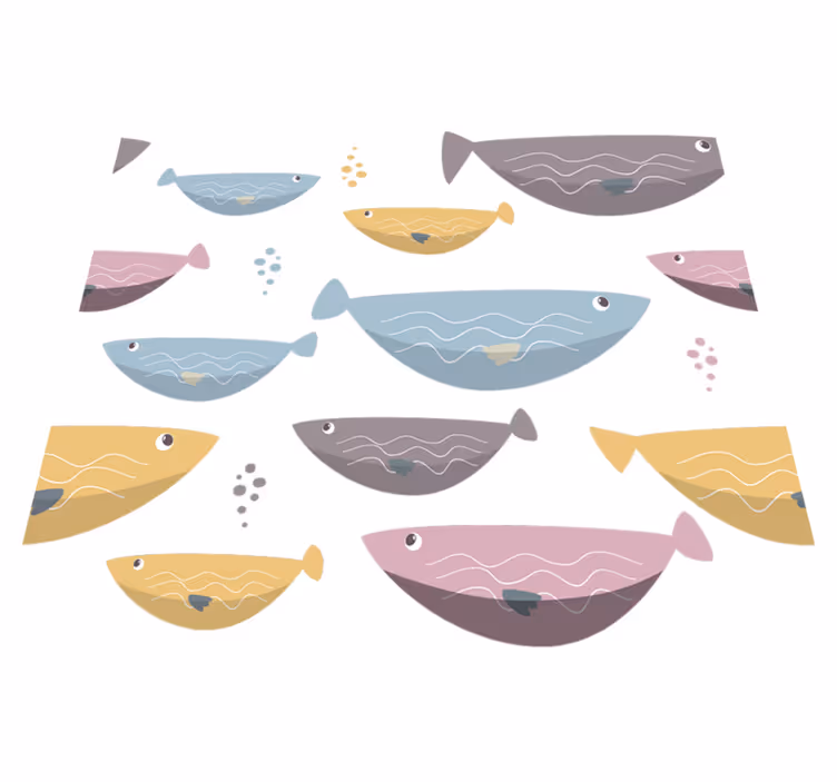 Animal vinyl rug with colorful fish for kids - TenStickers
