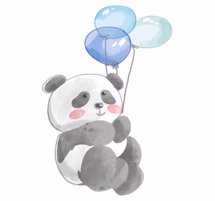 Animal vinyl rug featuring baby holding three balloons - TenStickers