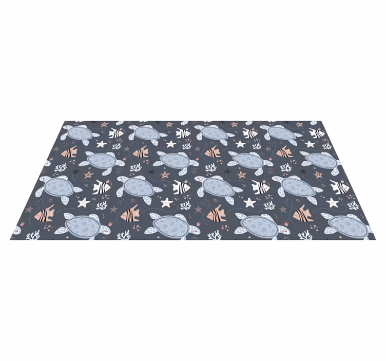 Turtles and fish under sea animal vinyl rug - TenStickers