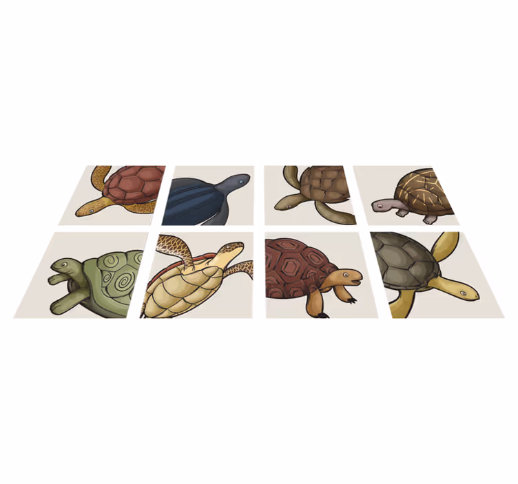 Animal vinyl rug variety of turtles tile - TenStickers
