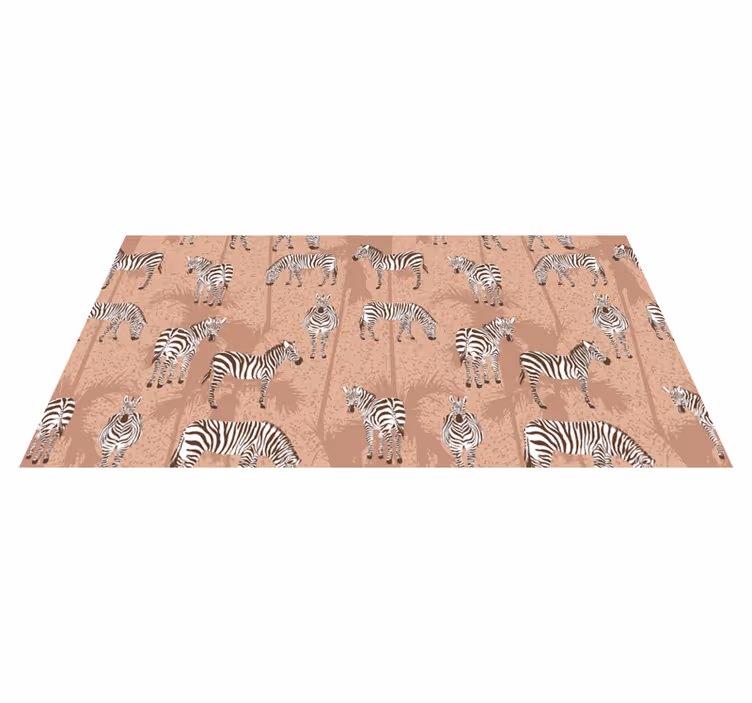 Animal vinyl rug zebra and brown palms - TenStickers