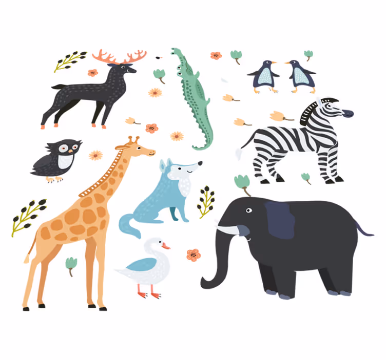 Happy animals in a park animal vinyl rug - TenStickers