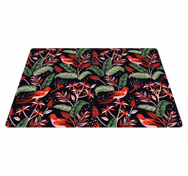 Red and pink leaves pattern animal vinyl rug - TenStickers