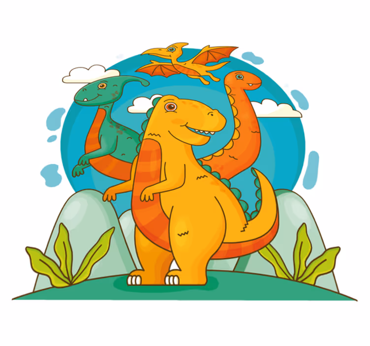 Animal vinyl rug featuring dinosaurs in the jungle - TenStickers