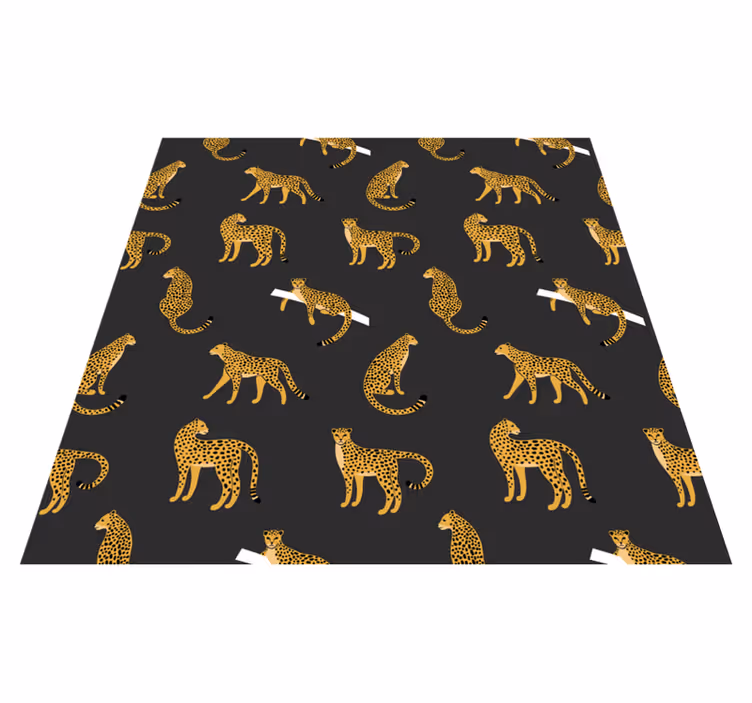 Animal vinyl rug with leopards on dark background - TenStickers