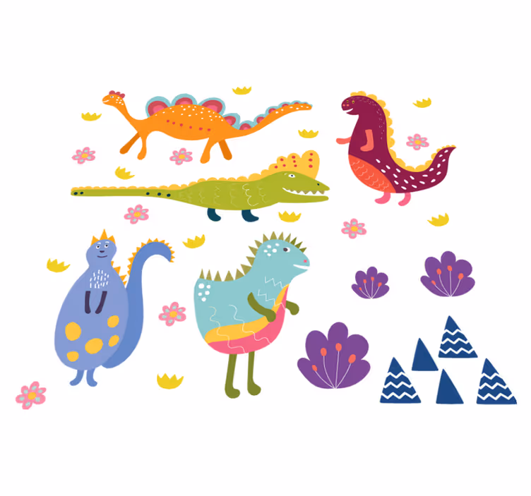 Animal vinyl rug nordic dinosaur hand-painted set - TenStickers