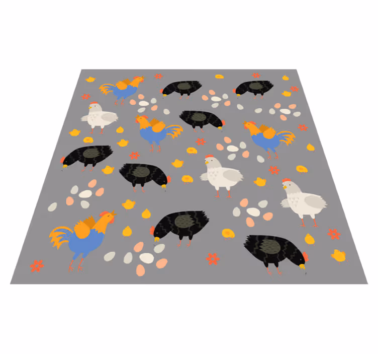 Animal vinyl rug with chickens in the pen pattern - TenStickers
