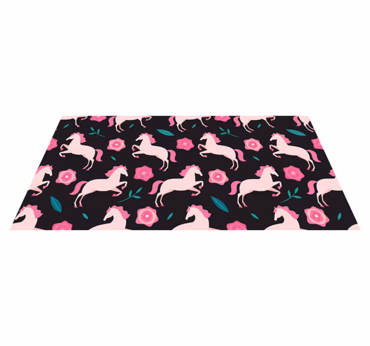Animal vinyl rug with horses and plants - TenStickers