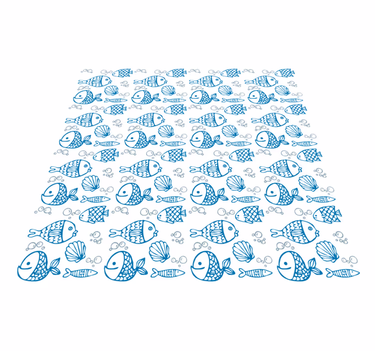 Animal vinyl rug with drawn blue fishes - TenStickers