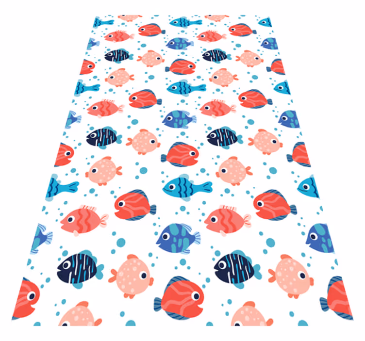 Animal vinyl rug with pink and blue fishes - TenStickers