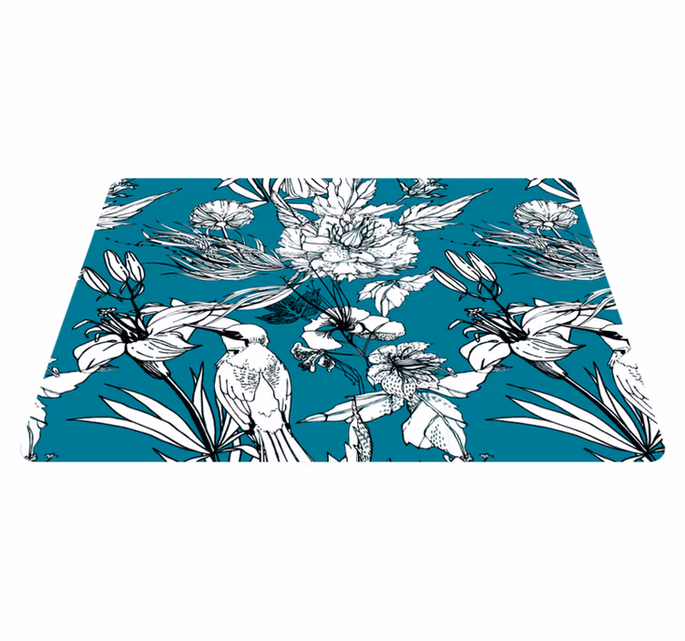 Animal vinyl rug with elegant white bird pattern - TenStickers