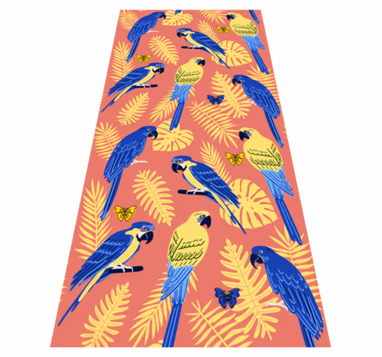 Parrots and butterflies animal vinyl rug - TenStickers