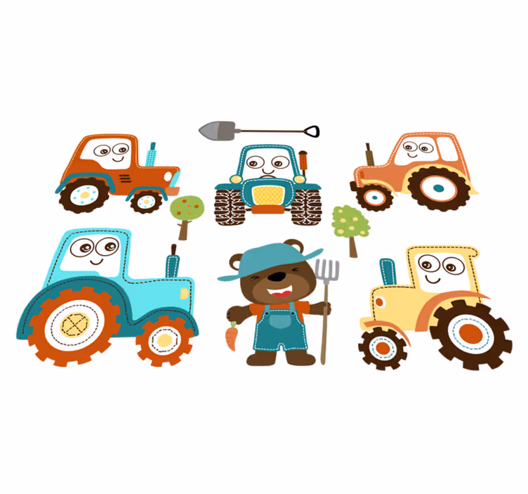 Animal vinyl rug with adorable tractor friends - TenStickers