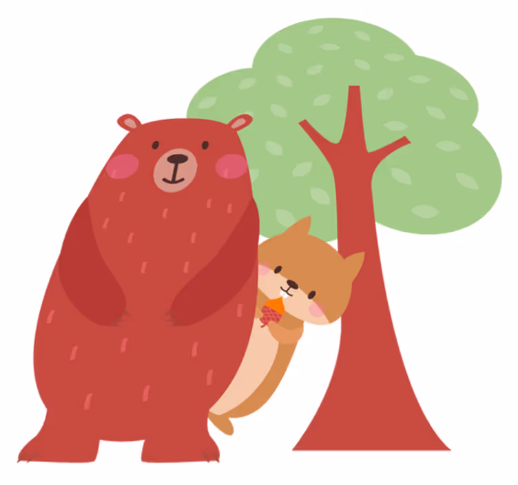 Animal vinyl rug playful bear companion - TenStickers