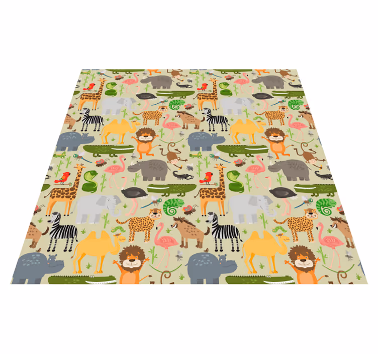 Animal vinyl rug with colorful animal design - TenStickers