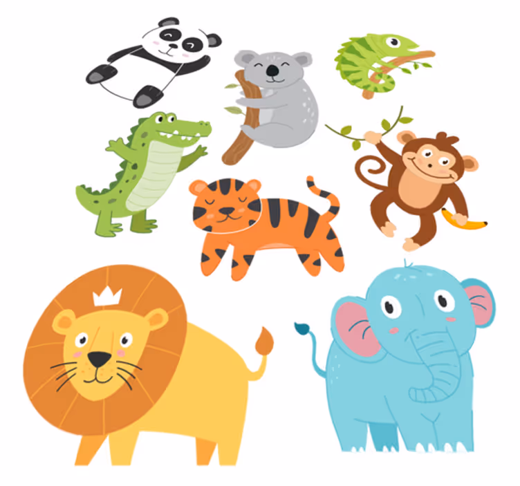 Animal vinyl rug hand drawn fall creatures - TenStickers