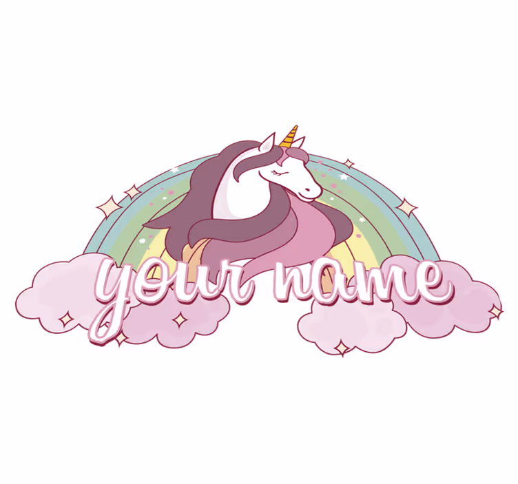 Animal vinyl rug pink unicorn with name - TenStickers
