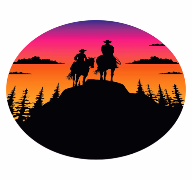 Mountains wild west horses animal vinyl rug - TenStickers