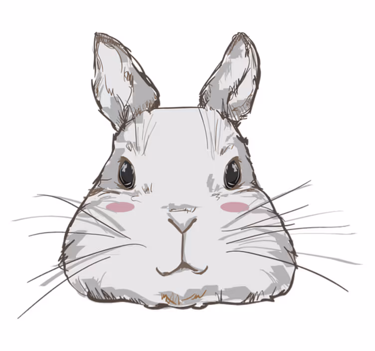 Animal vinyl rug cute rabbit head - TenStickers