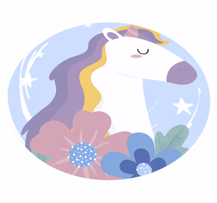 Bright hair unicorn animal vinyl rug - TenStickers