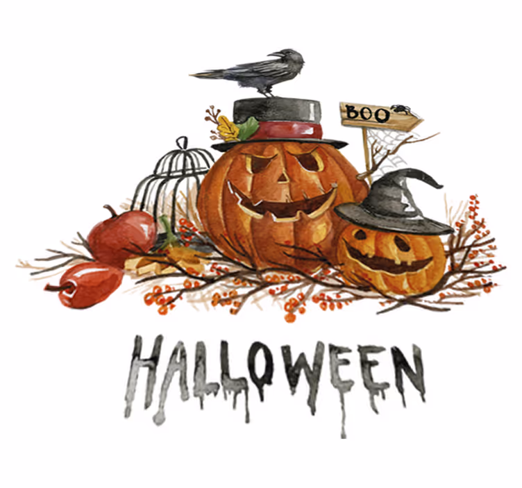 Halloween vinyl rug featuring spooky pumpkins - TenStickers