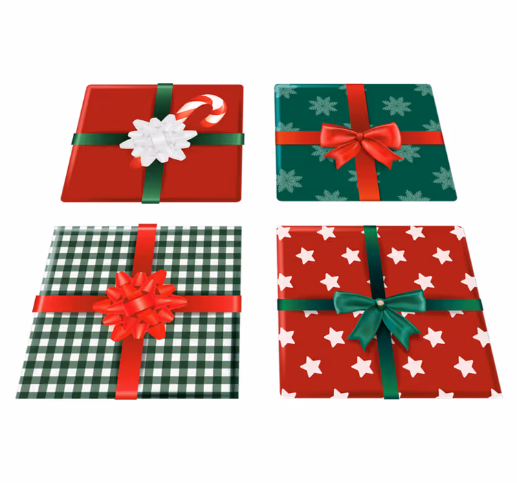 Christmas vinyl rug gift box tile set - TenStickers