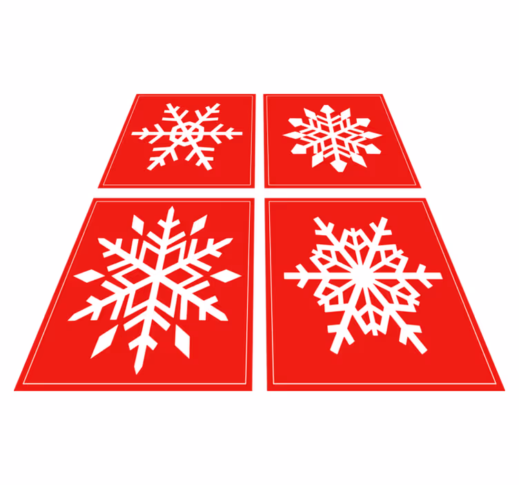 Christmas vinyl rug red snowflakes mat - TenStickers