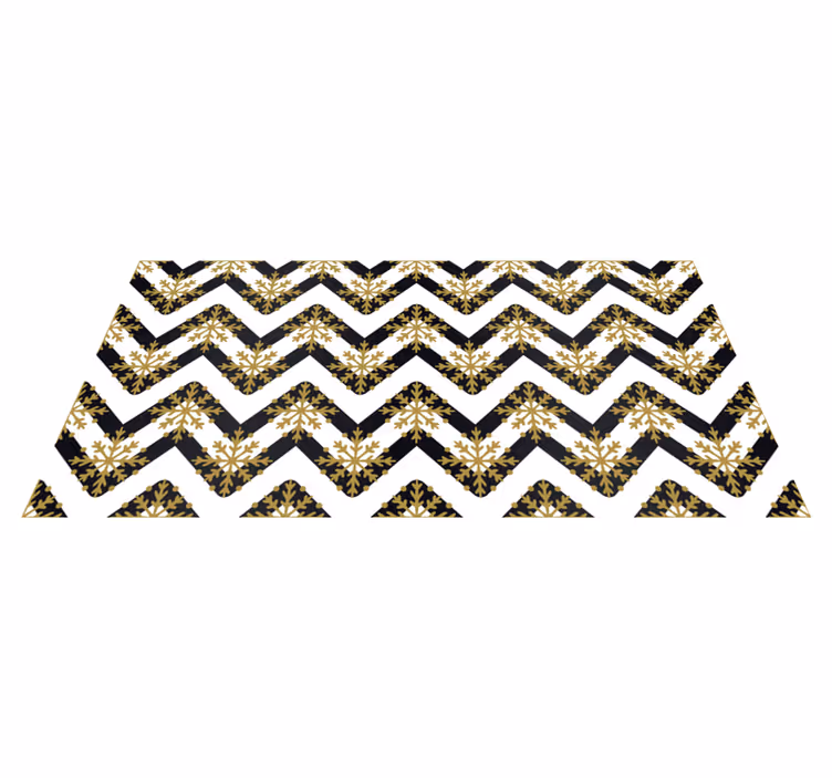 Christmas vinyl rug with golden snowflakes on zigzag - TenStickers