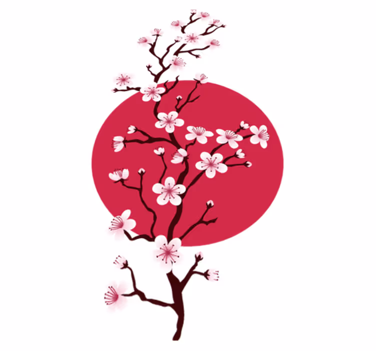 Floral vinyl rug with japanese cherry tree branches - TenStickers