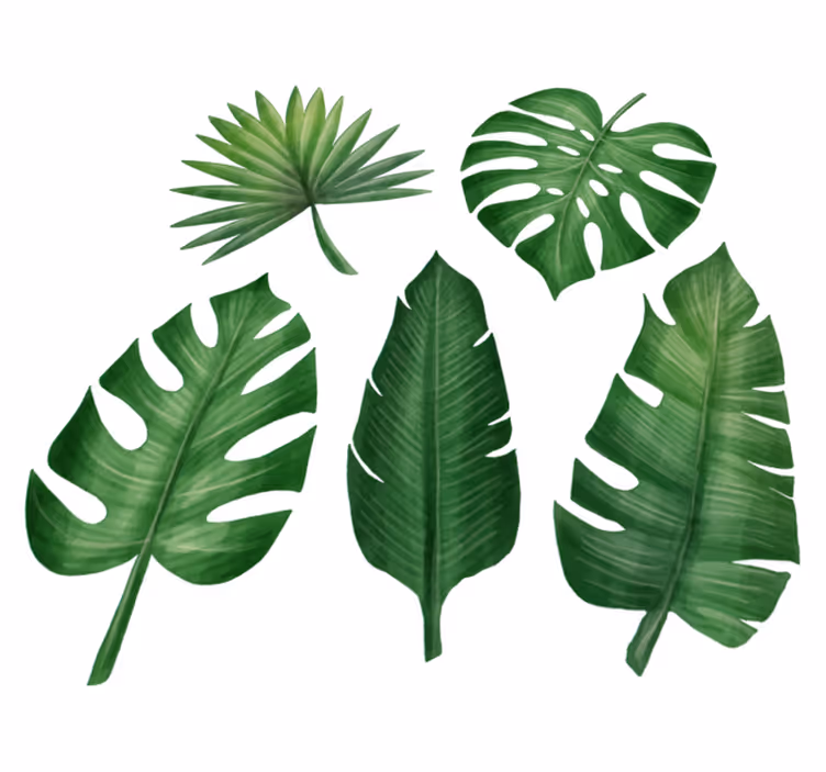 Floral vinyl rug with realistic tropical leaves - TenStickers