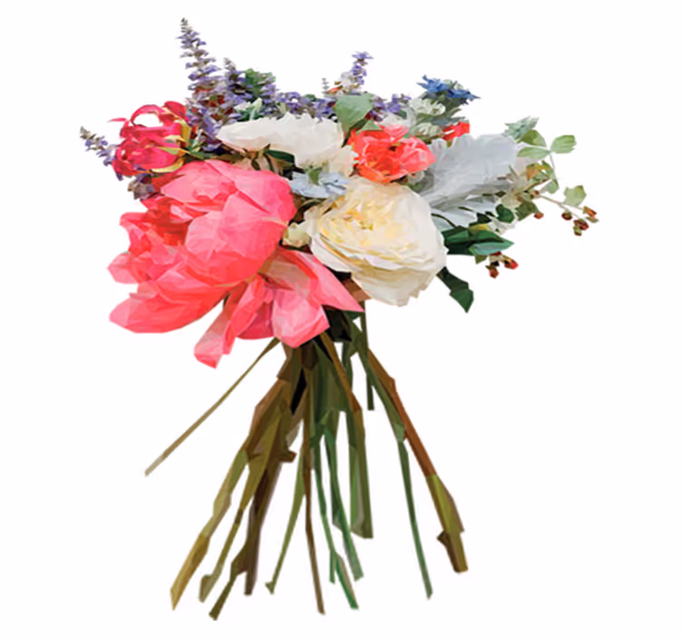 Floral vinyl rug with geometric bouquet design - TenStickers