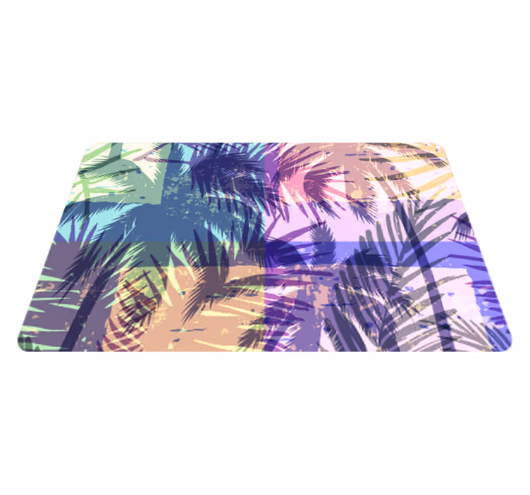 Floral vinyl rug with retro palm design - TenStickers