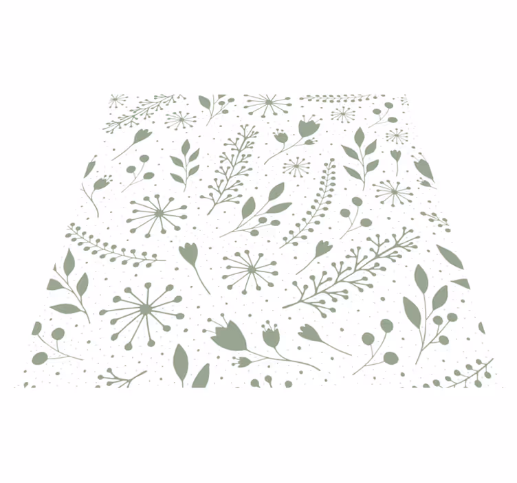 Floral vinyl rug with leafy greens and flowers design - TenStickers