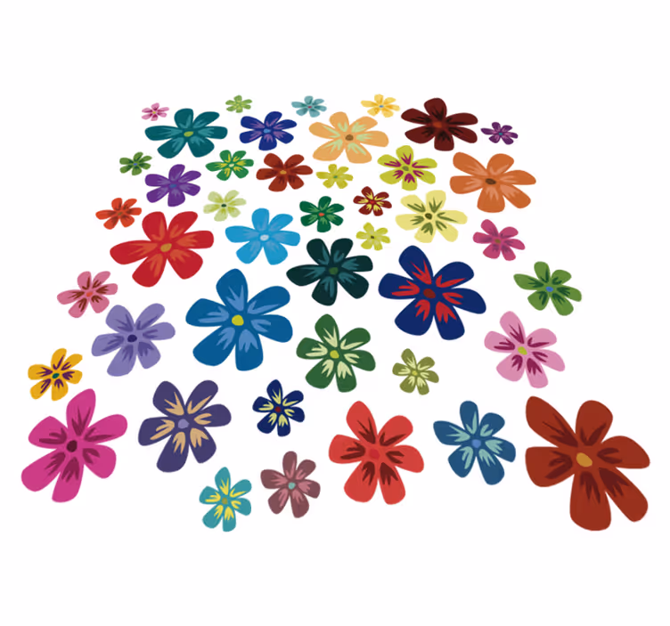 Floral vinyl rug in colored flower design - TenStickers