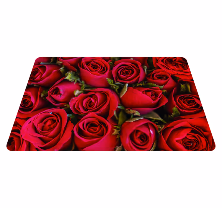 Red floral style floral vinyl rug - TenStickers