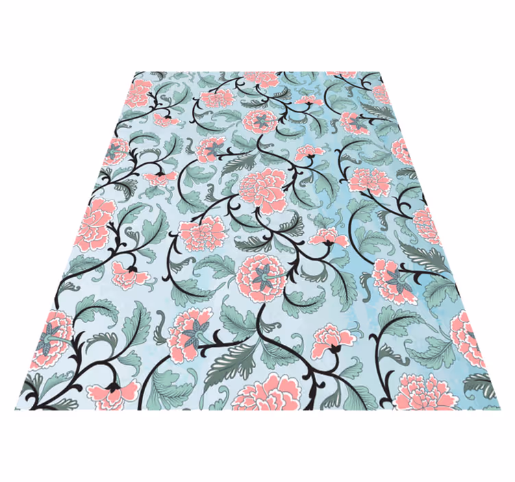 Floral vinyl rug with japanese floral design - TenStickers