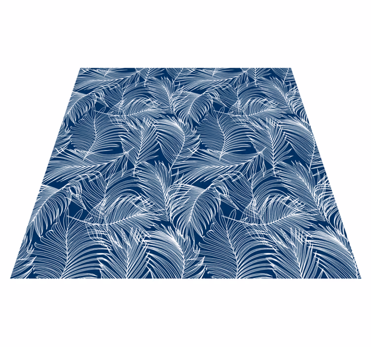 Floral vinyl rug with elegant blue leaves - TenStickers