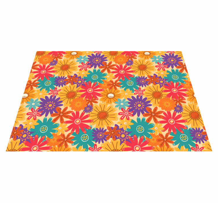 Floral vinyl rug abundant with blooms - TenStickers