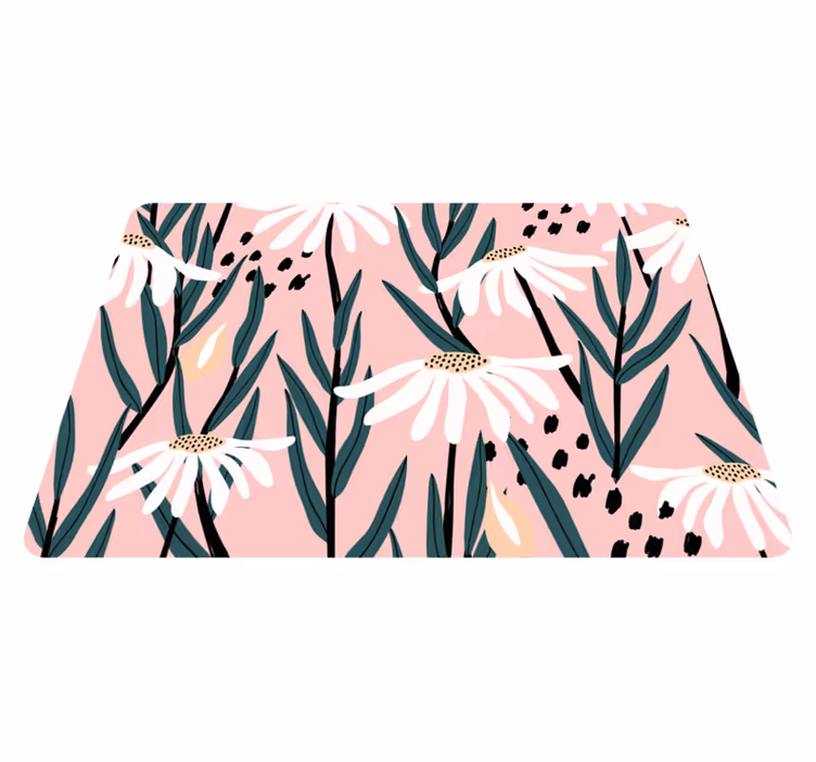 Floral vinyl rug daisies on pink background - TenStickers